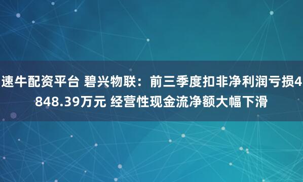 速牛配资平台 碧兴物联：前三季度扣非净利润亏损4848.39万元 经营性现金流净额大幅下滑